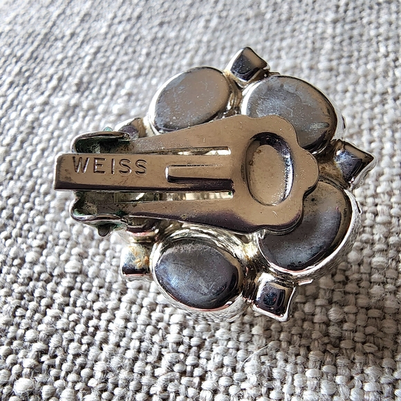 Vintage-Inspired Weiss Silver Gemstone Cluster Earrings - Picture 3 of 6